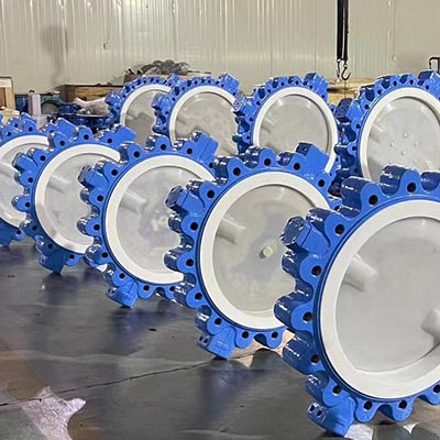 PTFE piha laina lug butterfly valves