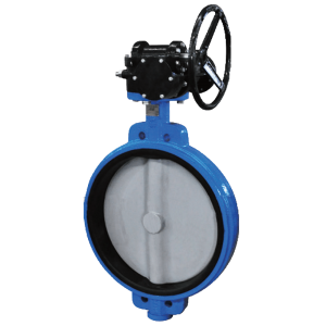 Worm Gear Wafer Butterfly Valve sareng Nylon Covered Disc