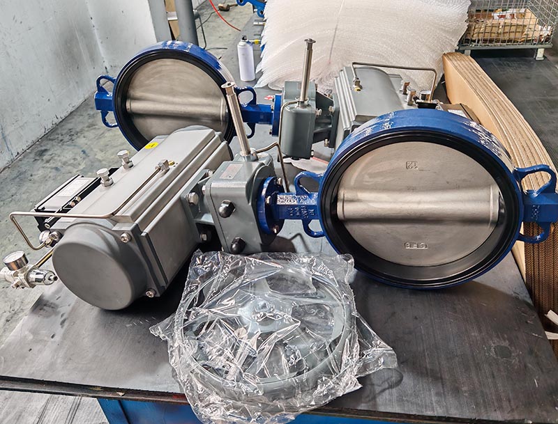 double actuator pneumatic gear butterfly valve